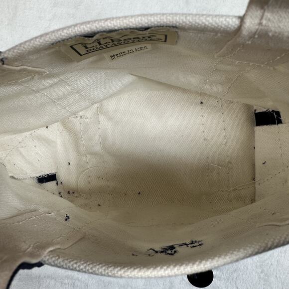LL Bean Boat & Tote Blue with White Snowflake Canvas Double Handle Mini Tote Bag - Picture 6 of 13
